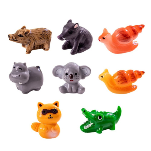 勇敢迷你小動物創意微景觀樹脂工藝品公仔迷你桌麪汽車小擺件diy