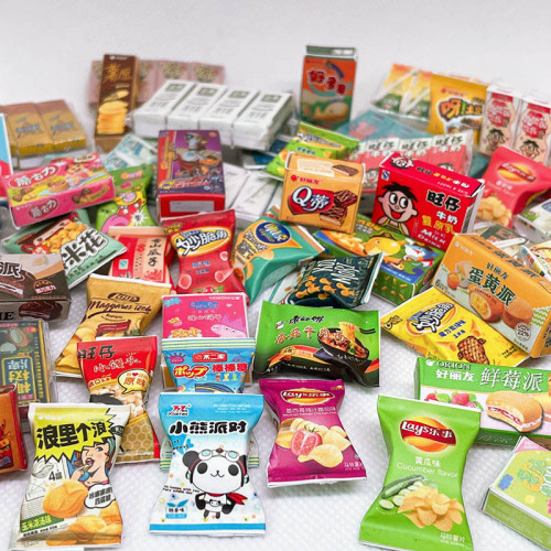 迷你娃娃屋配件微縮袋裝零食盒裝飲料倣真食物混裝過家家模型玩具