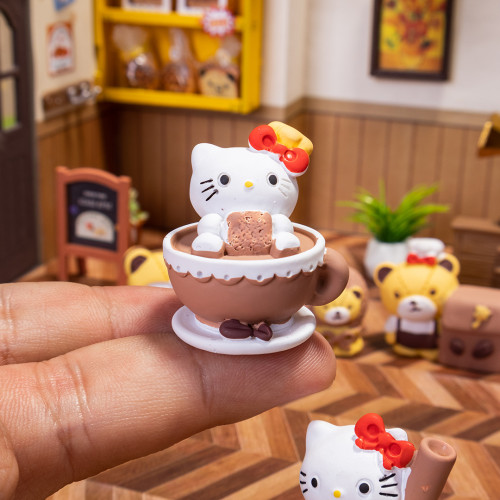 創意卡通實色Kitty食玩樹脂diy工藝品桌麪裝飾品車載小擺件掛飾