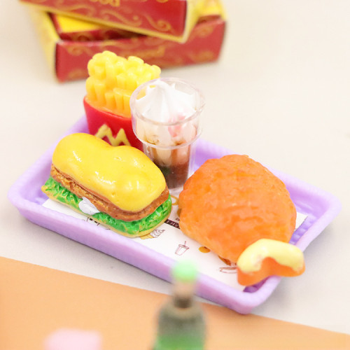 Dollhouse娃娃屋微縮食玩倣真漢堡薯條全家桶場景模型Bo11小擺件