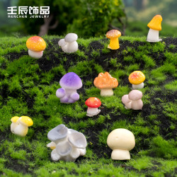 苔蘚微景觀創意倣真蘑菇園藝diy裝飾品小擺件樹脂工藝品配件禮品