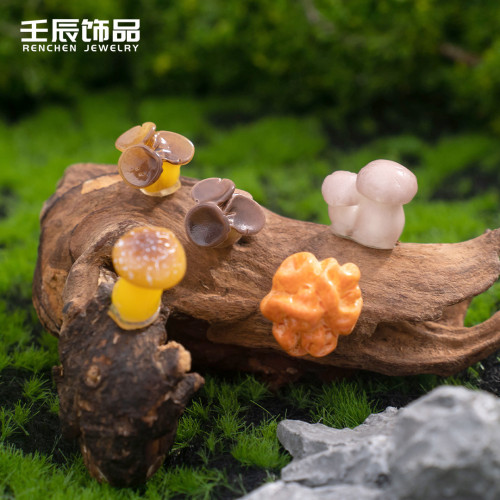 苔蘚微景觀創意倣真蘑菇園藝diy裝飾品小擺件樹脂工藝品配件禮品