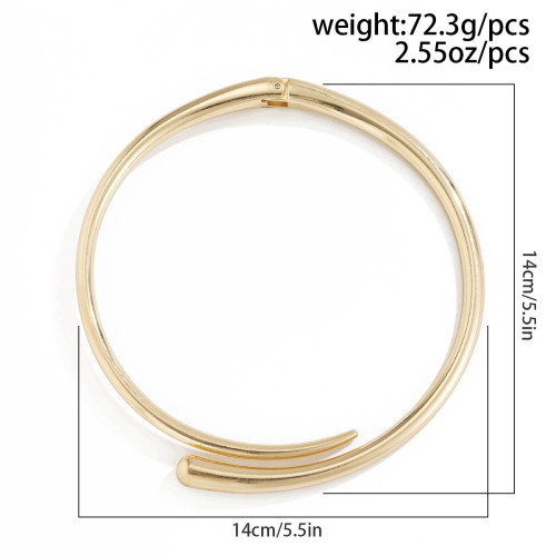 歐美跨境個性幾何金屬光麪彈簧開口項圈手鐲女朋克簡約項鏈choker