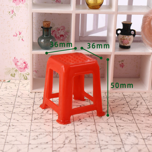 微縮食玩麻將桌椅子迷你模型1:12分ob11經典紅色凳子dollhouse