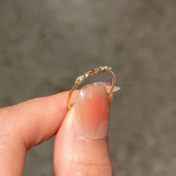 艾瑞雅  小彩鑽素圈戒指小衆設計感甜美百搭氣質極細簡約碎鑽指環