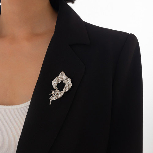 歐美跨境飾品簡約ins風液態不規則胸針Brooch時尚金屬熔巖胸針女