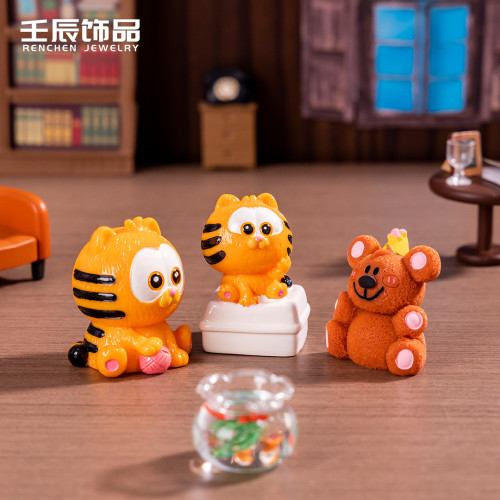 加菲貓卡通公仔手辦鈅匙掛件掛飾車載擺件樹脂工藝品diy飾品配件
