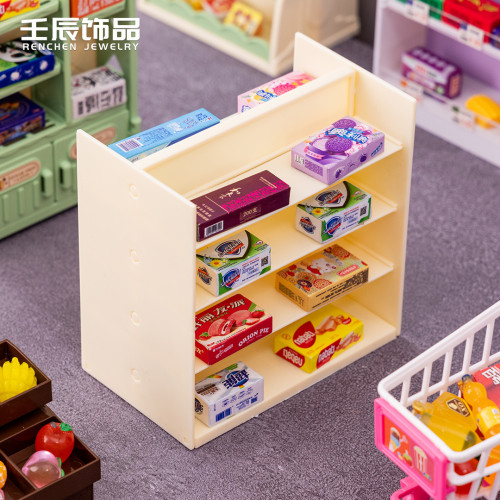 便利店迷你超市倣真微縮食玩水果置物架展示架兒童過家家玩具批發