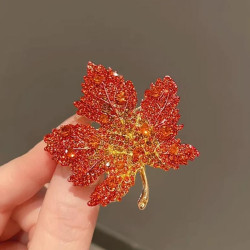 紅色楓葉胸花胸針高档女精致別針高級感奢華氣質西服高端迎賓配飾