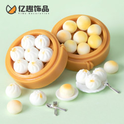創意倣真食玩包子旺仔小饅頭 diy裝飾品發夾配件微縮娃娃屋小擺件