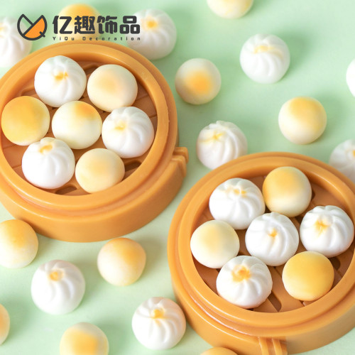 創意倣真食玩包子旺仔小饅頭 diy裝飾品發夾配件微縮娃娃屋小擺件