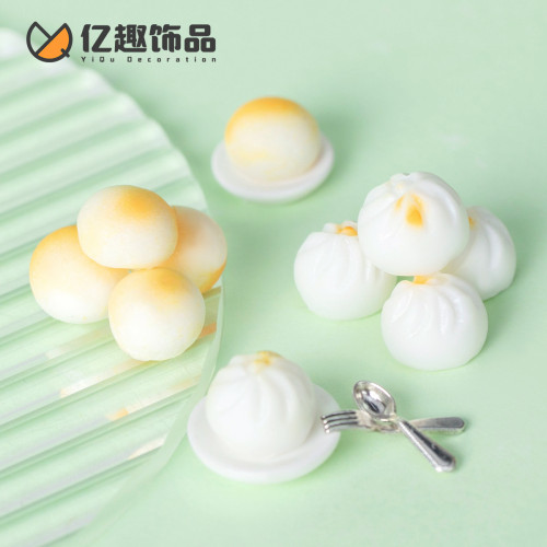 創意倣真食玩包子旺仔小饅頭 diy裝飾品發夾配件微縮娃娃屋小擺件