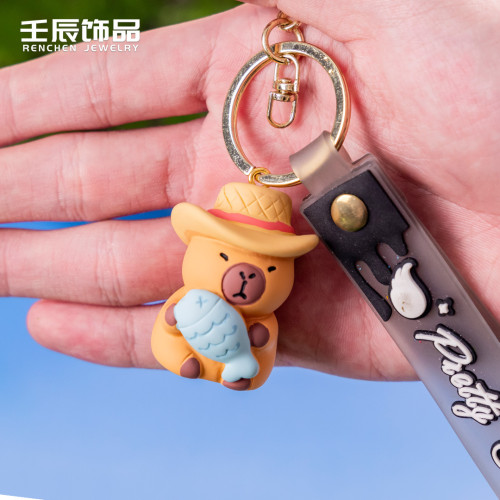 微景觀創意卡皮巴拉公仔diy裝飾品樹脂工藝品鈅匙掛件桌麪小擺件