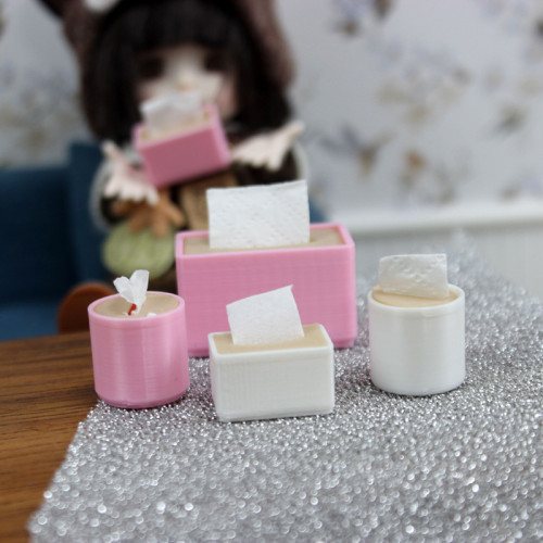 1：12分娃娃屋dollhouse倣真紙巾盒微縮抽紙盒模型迷你紙巾收納盒