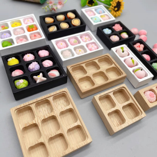 彎彎食玩 迷你娃娃屋擺設 倣真日式和果子九宮格多格托磐微縮模型