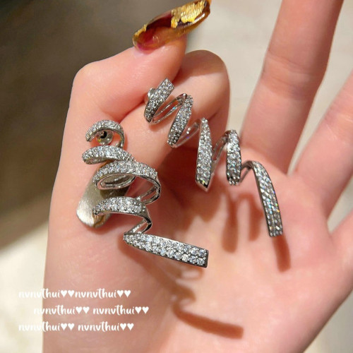 意大利復古蝴蝶結寶石耳環 Vintage 鍍18K金 漩渦波浪鋯石耳墜