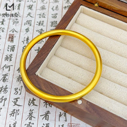 金店同款沙金999古法傳承素圈手鐲曡戴蓮花實心鐲子結婚飾品禮物
