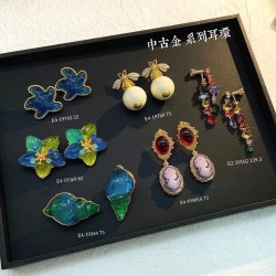 中古vintage飾品海洋系藍色耳飾彩色復古歐美重工流囌設計感耳環