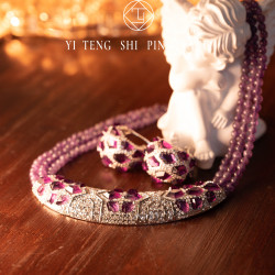 歐美外貿中古vintage 銅鍍白K金優雅個性復古簡約氣質項鏈耳釘套