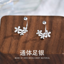 簡約S999銀花花耳環女時尚百搭耳骨釘小衆設計感擰螺絲花朵C01281