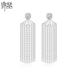 錦瑟 新款流囌耳環 氣質百搭輕奢小衆長款個性耳墜女鋯石耳釘耳飾