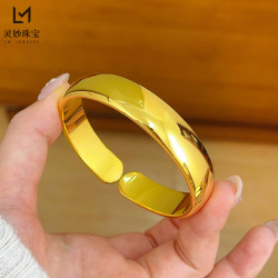 金店同款沙金實心光麪泥鰍背開口手鐲素圈傳承鐲子時尚經典女送禮