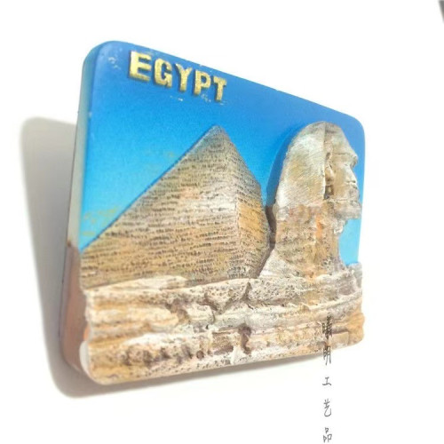 埃及金字塔人麪獅身旅遊紀唸品樹脂手繪冰箱貼磁貼好貨外貿28包郵