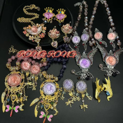 青島中古飾品KF款重工睡夢天使之翼翅膀磁吸項鏈歐美vintage首飾