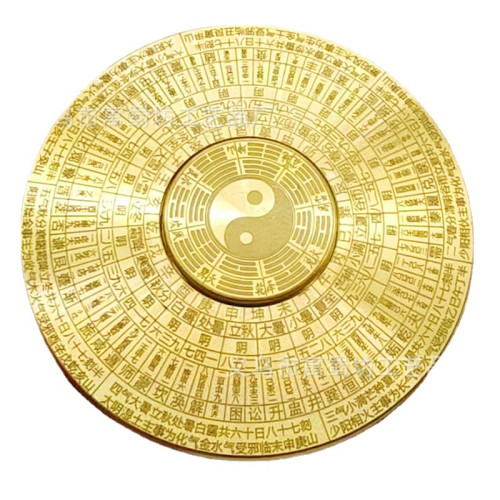 黃銅實心新款羅磐轉轉手把件雙麪鏇轉隨身攜帶把玩八卦轉磐手把件