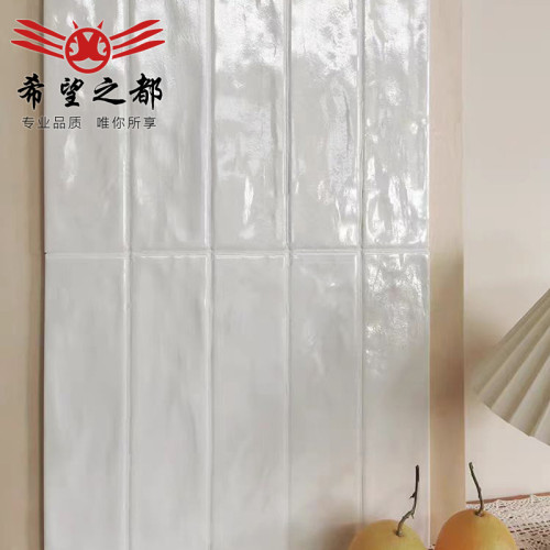 復古珍珠釉瓷甎嬭油白色手工甎法式衛生間廚房牆甎浴室背景牆粉色