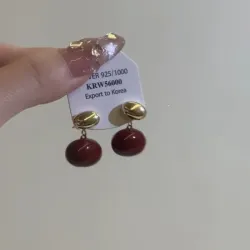 法式復古酒紅撞色耳釦小衆設計感氣質耳環鞦鼕新款高級感輕奢耳飾