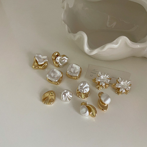 一款兩戴不規則撞色金屬耳釘女設計感小衆復古個性百搭耳環耳飾