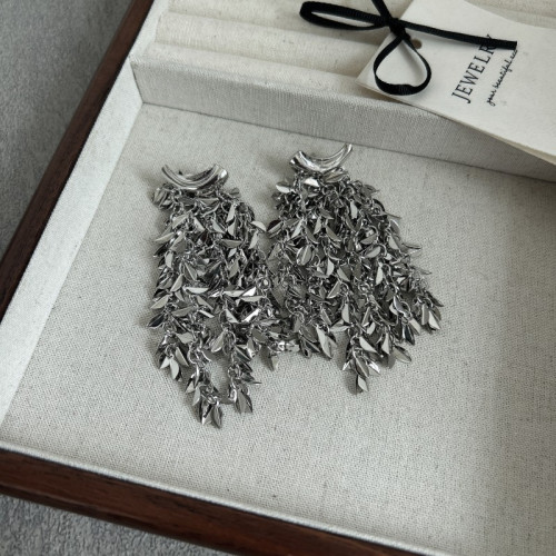 古風復古金銀色樹葉流囌耳環項鏈夏季輕奢高級感優雅氣質飾品批發