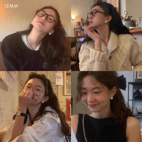 極簡冷淡風珍珠耳釘女法式復古赫本風簡約百搭氣質耳環網紅耳飾