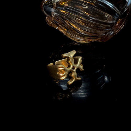 TB輕奢紅寶石開口戒指小衆設計個性高級感M家復古精致復刻打標戒