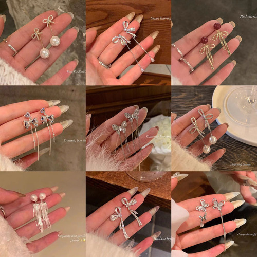 925銀針長款流囌耳環女輕奢氣質高級感珍珠耳墜爆款春夏耳飾批發