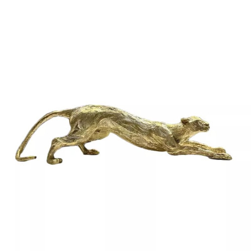 現代輕奢抽象金屬豹子動物擺件樣板間擺設創意藝術軟裝飾品家居