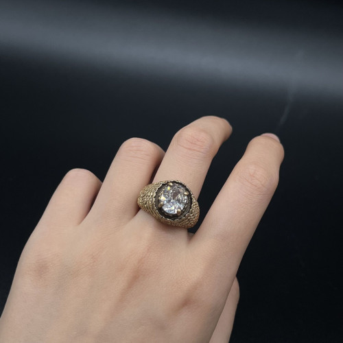 青島中古Vintage古董復刻純銅可調節開口電鍍真金時尚氣質戒指