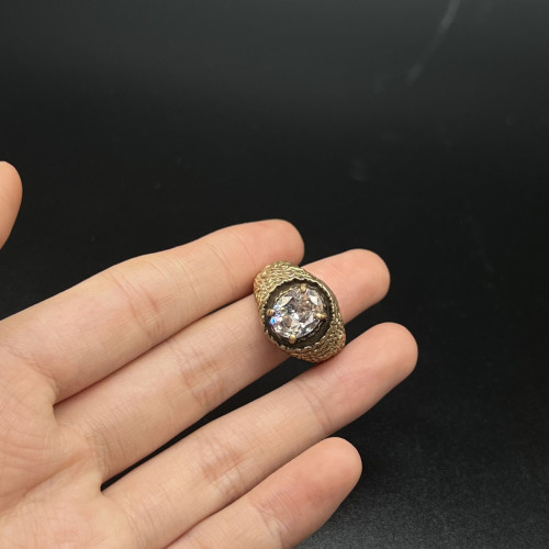 青島中古Vintage古董復刻純銅可調節開口電鍍真金時尚氣質戒指