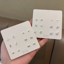 s925銀針基礎簡約女小巧耳釘套裝迷你精致百搭冷淡風養耳洞耳骨釘