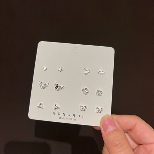 s925銀針基礎簡約女小巧耳釘套裝迷你精致百搭冷淡風養耳洞耳骨釘