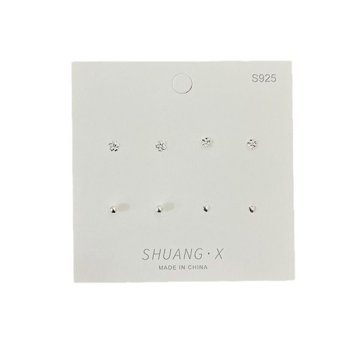 s925銀針基礎簡約女小巧耳釘套裝迷你精致百搭冷淡風養耳洞耳骨釘