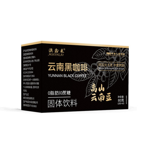 源頭工廠澳鑫來雲南黑咖啡0蔗糖藍山黑咖啡即溶40條裝 定制批發