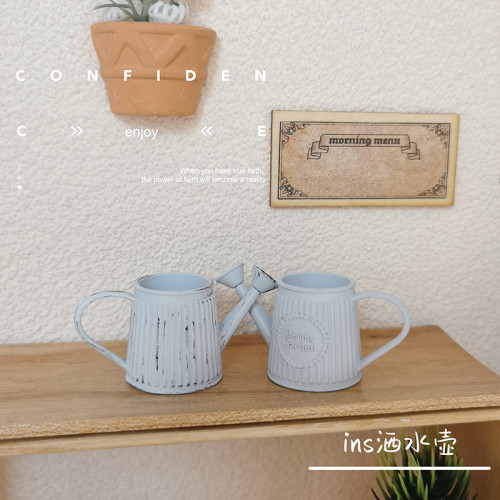 娃娃屋配件倣真澆水壺玩具模型花園園藝做舊工藝迷你灑水壺J117