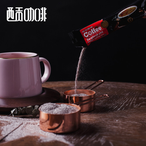 越南西貢炭燒3郃1原味速溶黑咖啡粉原裝進口濃醇1800g 100袋批發
