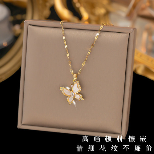 不掉色鈦鋼項鏈女百搭小衆飾品高級感精致網紅毛衣鏈簡約銅吊墜
