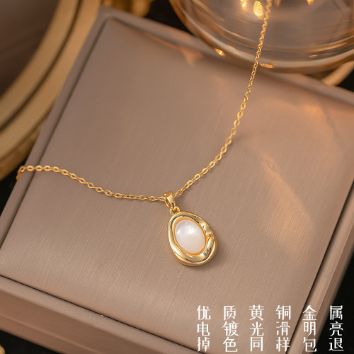 不掉色鈦鋼項鏈女百搭小衆飾品高級感精致網紅毛衣鏈簡約銅吊墜