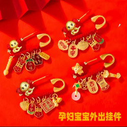 新款安全別針嬰兒寶寶壓驚別針生肖龍寶蛇寶寶孕婦外出隨身掛胸針