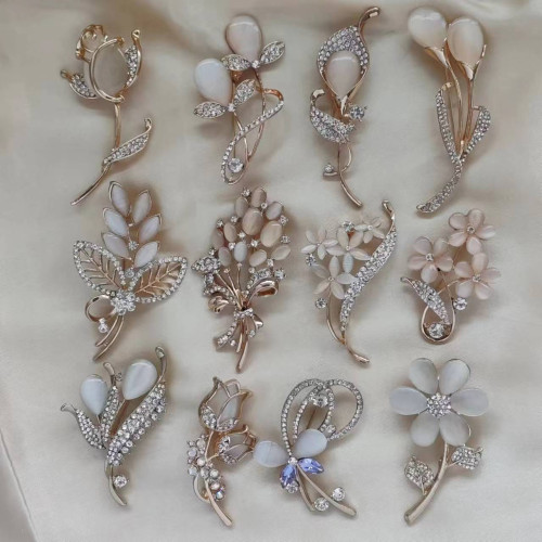 胸針高級感高档高端貓眼玫瑰花天鵞蜻蜓胸花衣飾別針配飾品批發