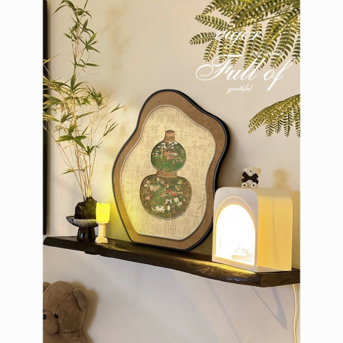 中古風福祿葫蘆桌麪擺畫電眡櫃客厛擺台畫高級感玄關櫃擺件裝飾品